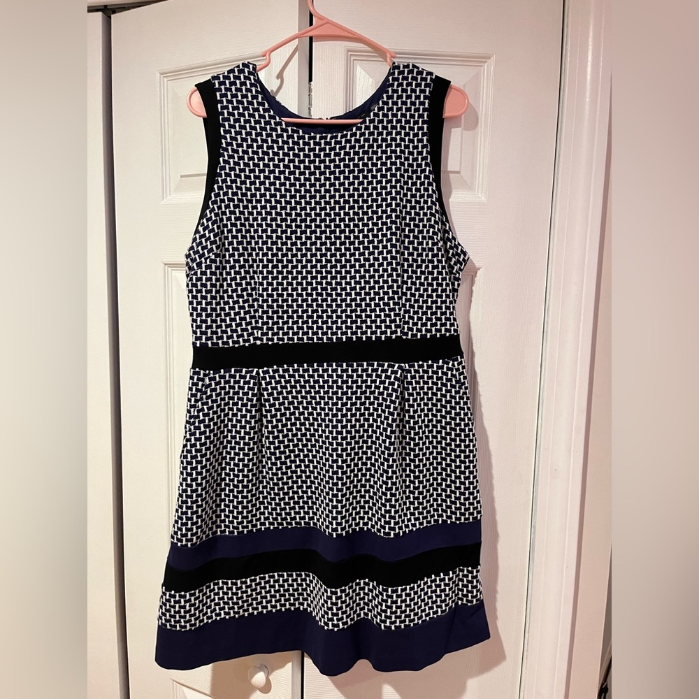 Blue Patterned Work Dress
